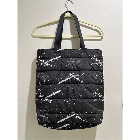 UNIQLO X Star Wars Puffer Quilt Tote Bag The Force Awakens Black L.E. 15”x16” - Picture 1 of 11